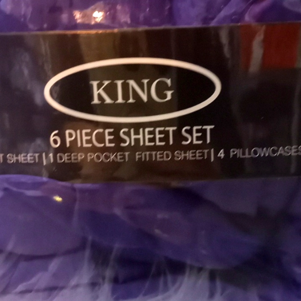 Bamboo Essence King Size  Purple-  6 Piece Sheet Set - Picture 6 of 10